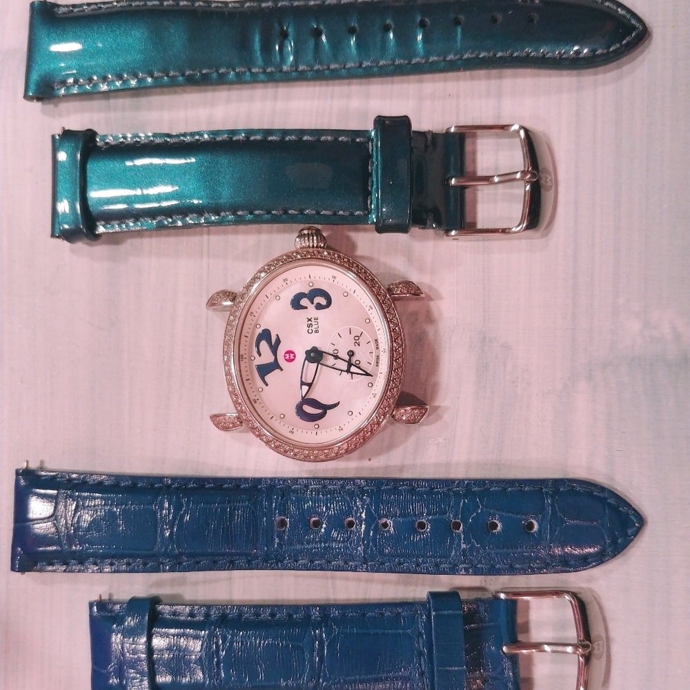 Rare Michele diamond CSX blue (large) & two bands